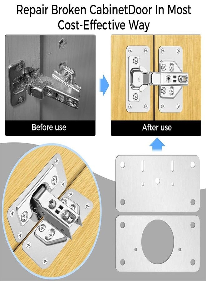 Serplex 12PCS Hinge Repair Plates and Screws Pack Auto Concealed Hinge Plates with Pre-Punched Holes Universal Stainless Steel Door Hinge Plates for Doors, Cabinets, Cupboard Door, Wardrobes - Image 5